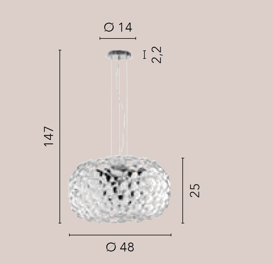 Lampadario DIONISIO a sospensione 3 Luci  Led(E27) 48 cm In Metallo