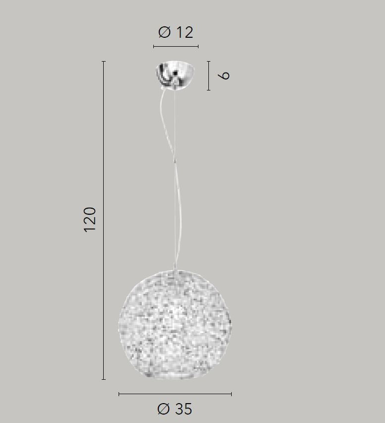 Lampadario ASTRA a Sospensione Led(E27) 120x35 cm In Metallo e Cristallo