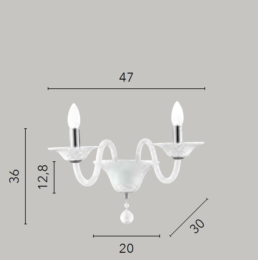 Applique SOFFIO 2 luci Led(E14) 47 cm in Vetro Soffiato