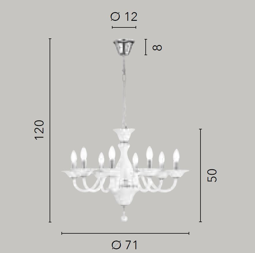 Lampadario SOFFIO a Sospensione 9 luci Led(E14) 120x71 cm In Vetro Soffiato