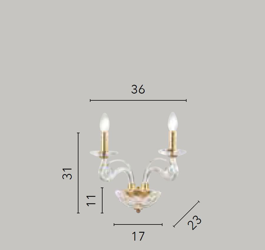 Applique EPOQUE 2 luci Led(E14) 36 cm in Cristallo