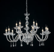 Lampadario RIFLESSO a Sospensione 15 Luci Led (E14) 94 cm In Cristallo