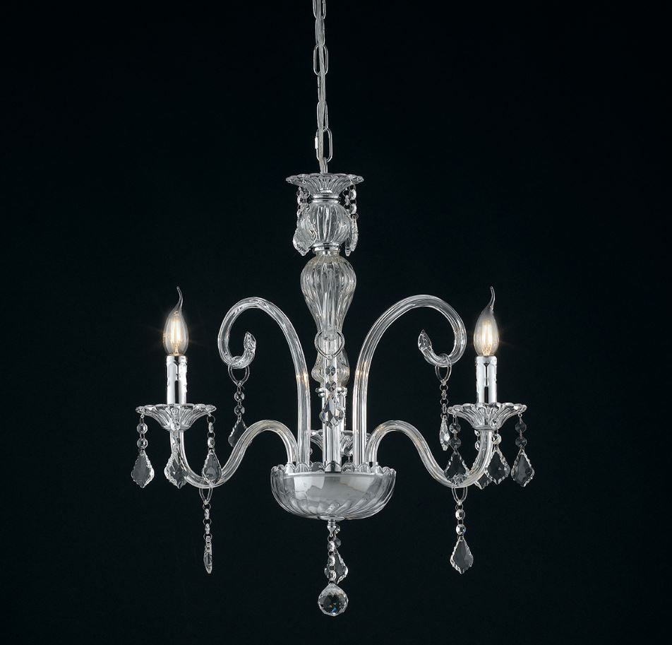 Lampadario CRISTALLO a Sospensione 3 Luci Led(E14) 66cm in Vetro