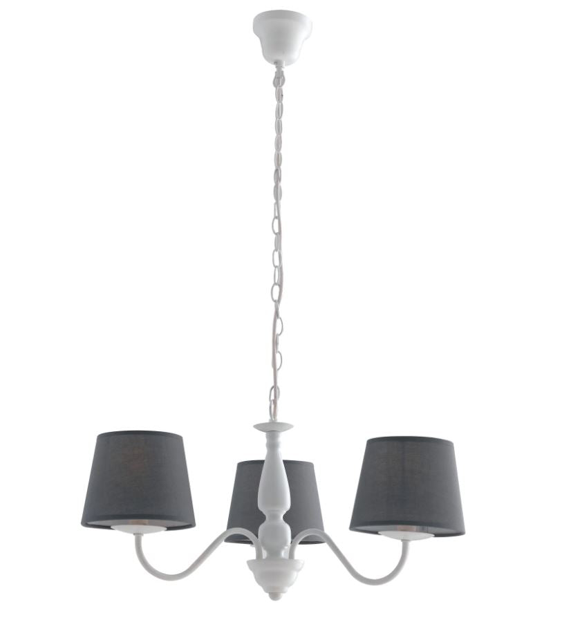 Lampadario FAVOLA a Sospensione 3 luci Led(E14) 100x56 cm in Metallo e Tessuto