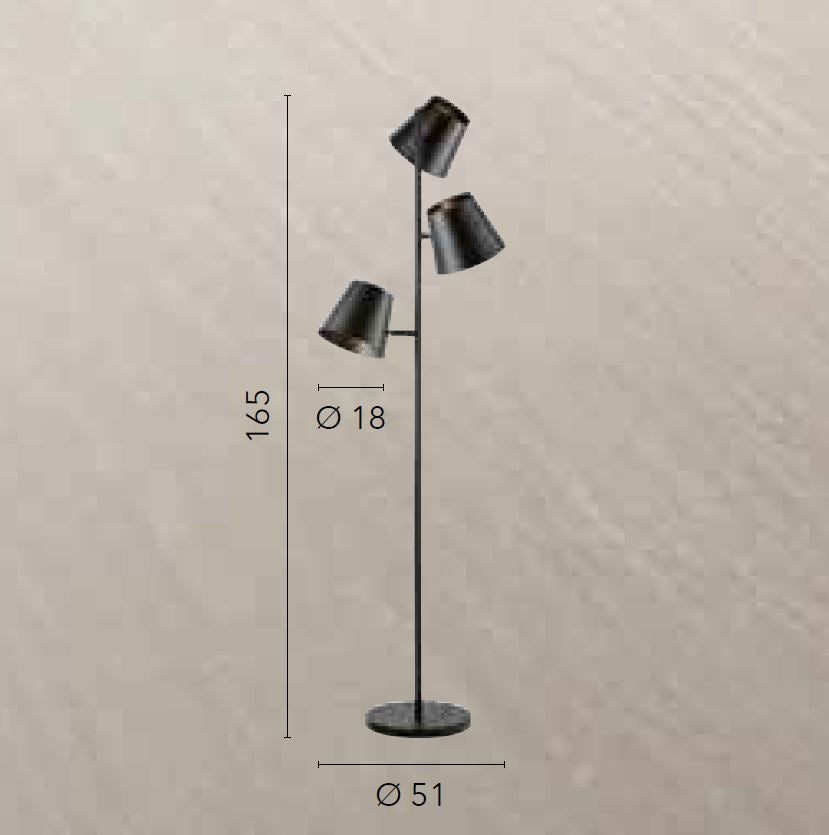 Piantana COLT 3 Luci Led (E27) 165 cm In Metallo