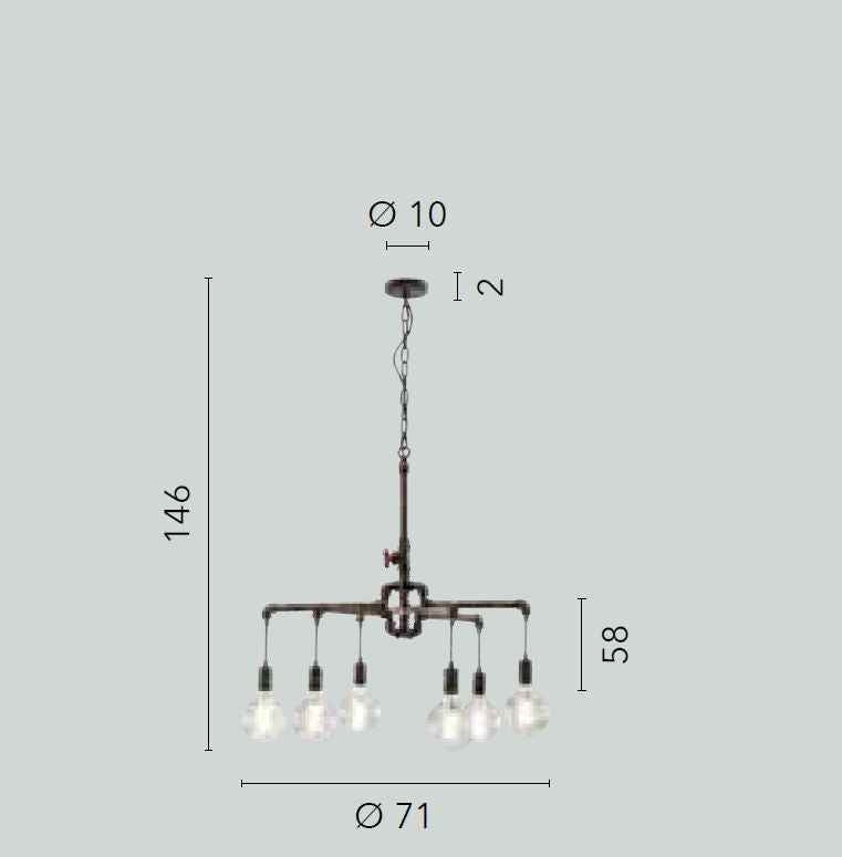 Lampadario a sospensione AMARCORD S6 in metallo (E27)