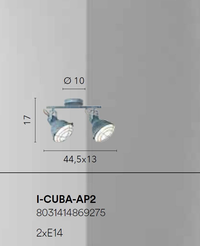 Applique CUBA 2 Luci Led (E14) 44,5 cm In Metallo