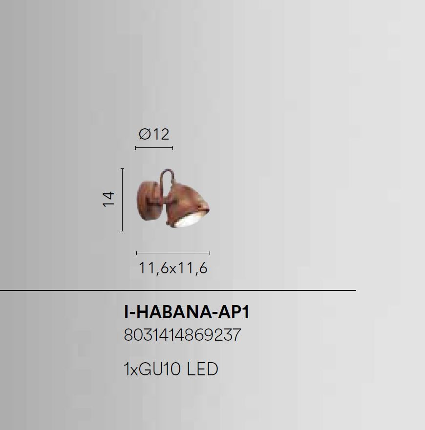 Applique HABANA Led (GU10) 11,6 cm In Metallo