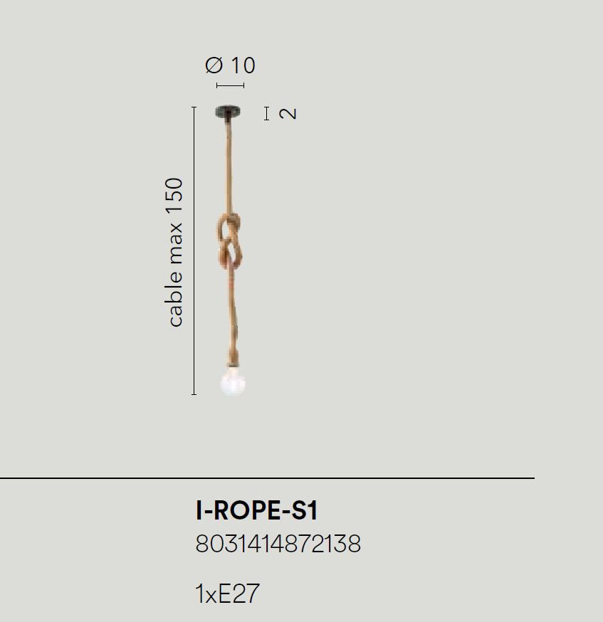 Lampadario ROPE a Sospensione Led (E27) 150 cm In Corda di Canapa