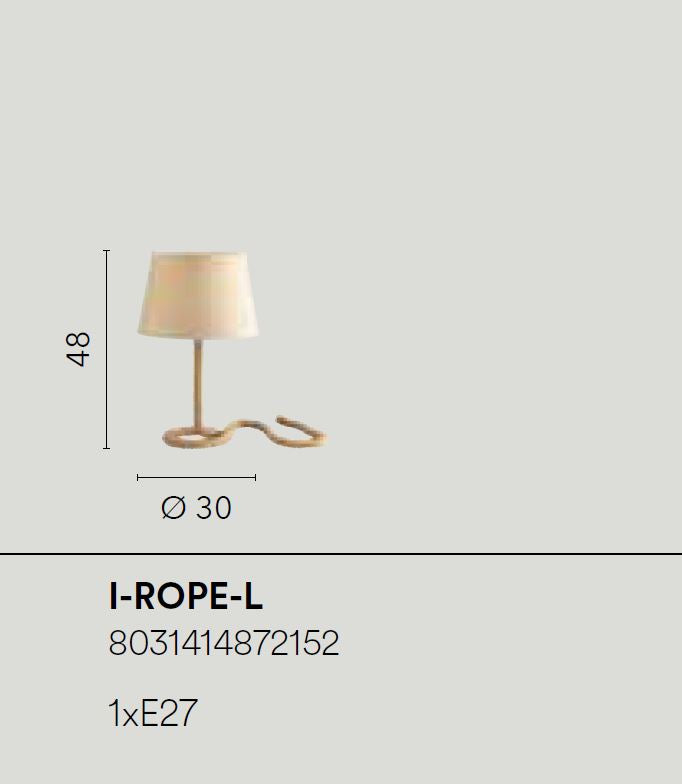 Lampada ROPE Led (E27) 48 cm In Corda di Canapa