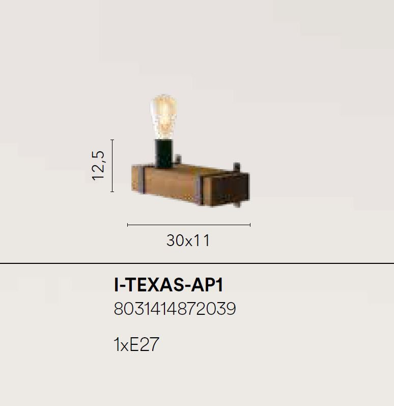 Applique TEXAS Led (E27) 30 cm In Legno