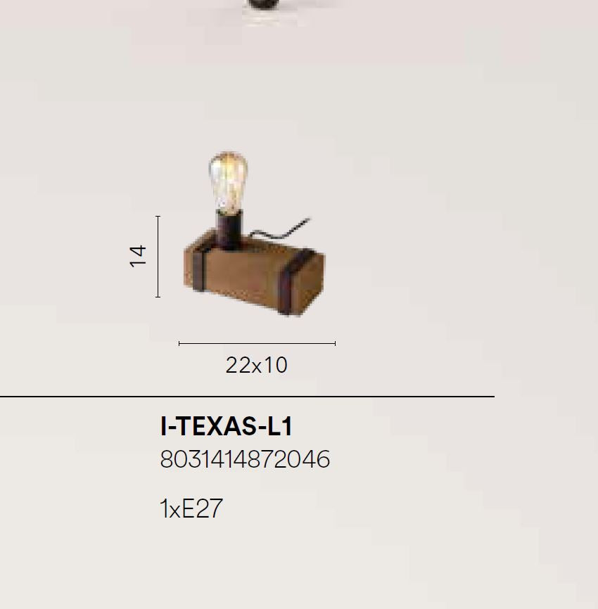 Lampada TEXAS Led (E27) 22 cm In Legno