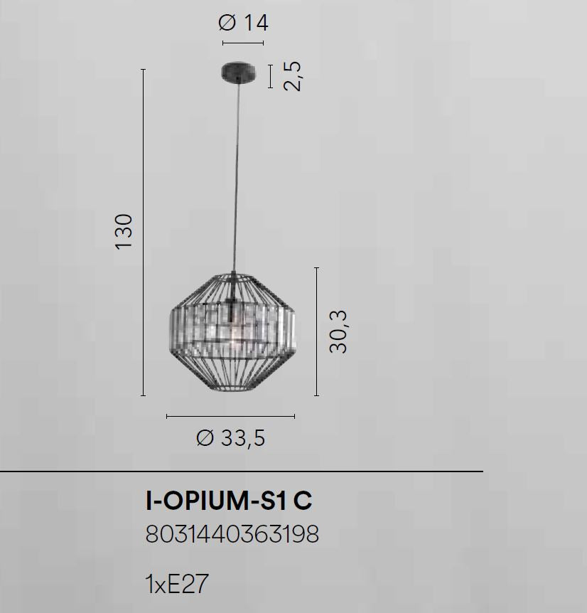 Lampadario OPIUM a Sospensione Led (E27) 33,5 cm In Metallo