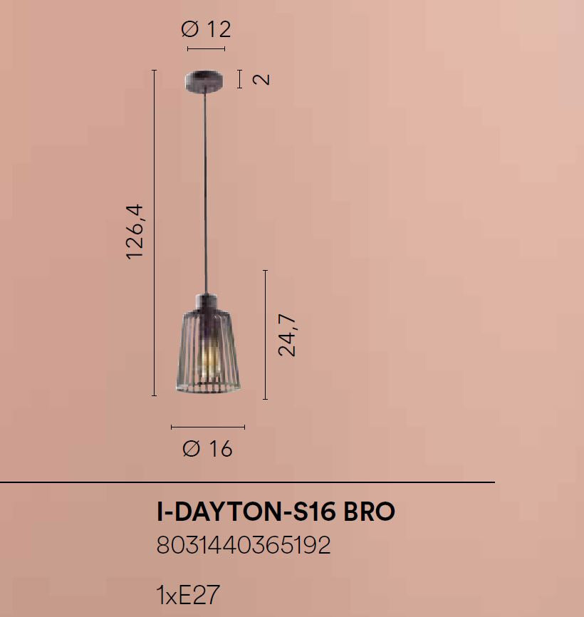 Lampadario DAYTON Sospensione Led (E27) 16 cm In Metallo