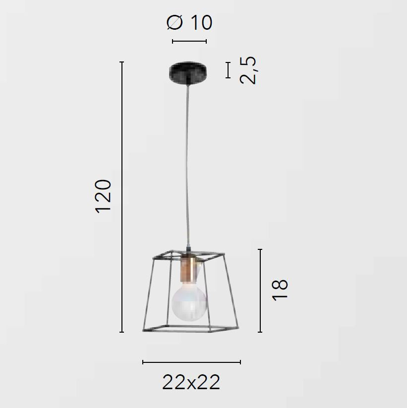 Lampadario HARLEM a Sospensione Led (E27) 22 cm In Metallo