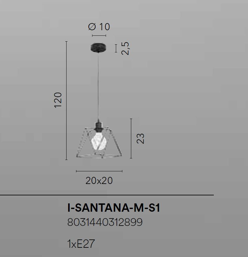 Lampadario SANTANA a Sospensione Led (E27) 20 cm In Metallo