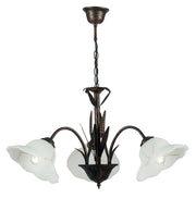 Lampadario BYRON a Sospensione 3 luci Led(E27) 100x64 cm in Metallo e Vetro