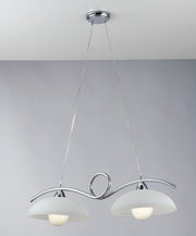 Lampadario HALLEY a Sospensione 2 Luci Led (E27) In Metallo e Vetro