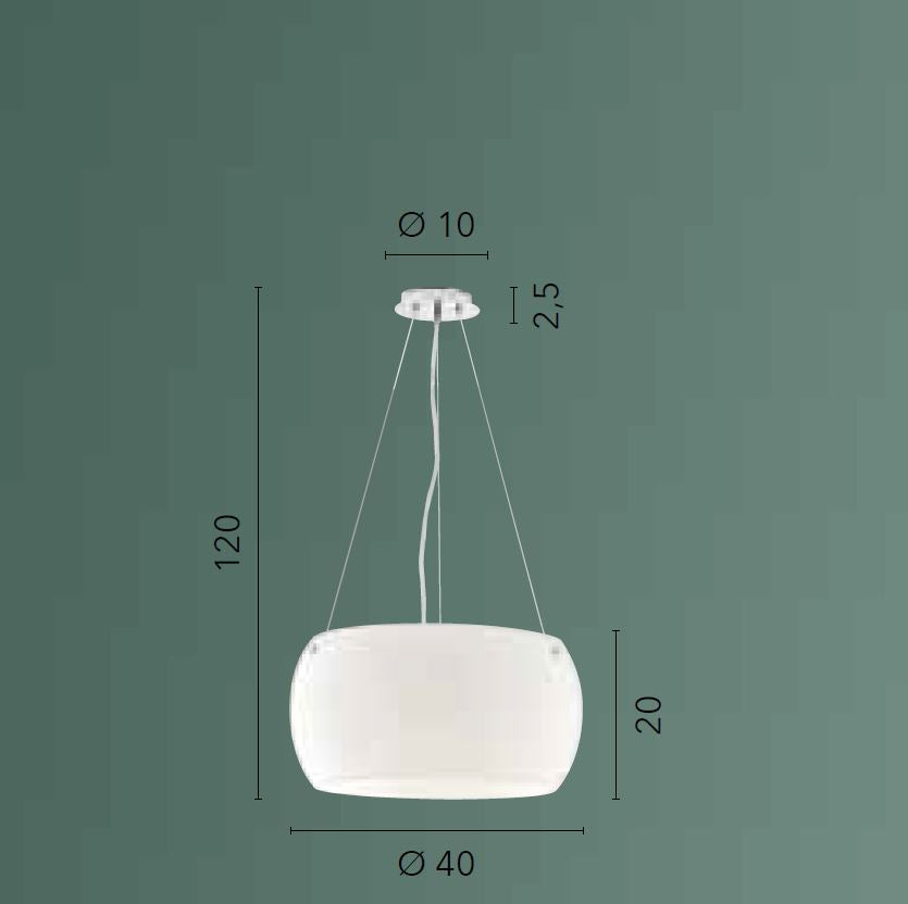 Lampadario EQUATORE a Sospensione 3 Luci Led (E27) 40 cm In Vetro