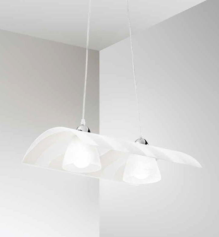 Lampadario ZEBRATA a Sospensione 2 Luci Led (E27) 50 cm In Vetro