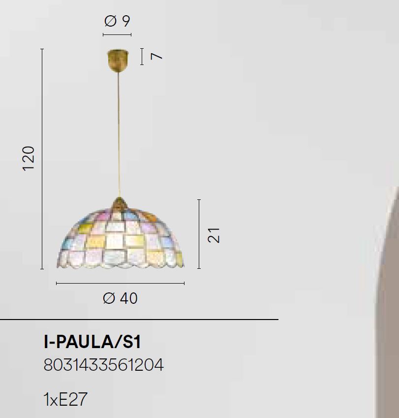 Lampadario PAULA a Sospensione Led(E27) 120x40 cm in Madreperla