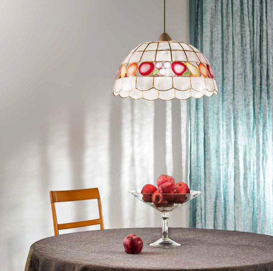 Lampadario ARAGONA a Sospensione Led(E27) 120x40 cm in Madreperla