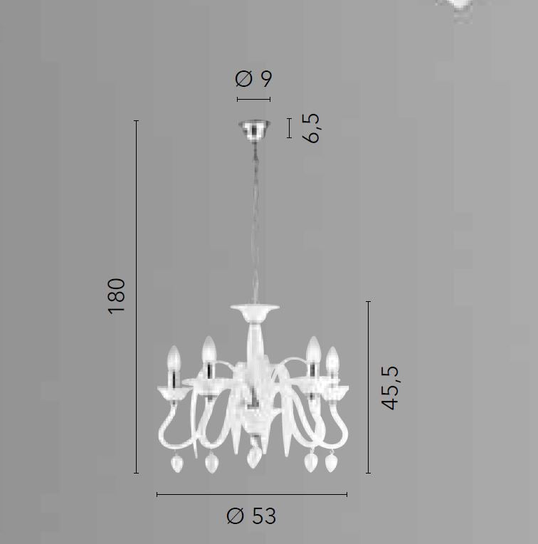 Lampadario ESTEFAN a Sospensione 5 Luci Led (E14) 53 cm In Acrilico