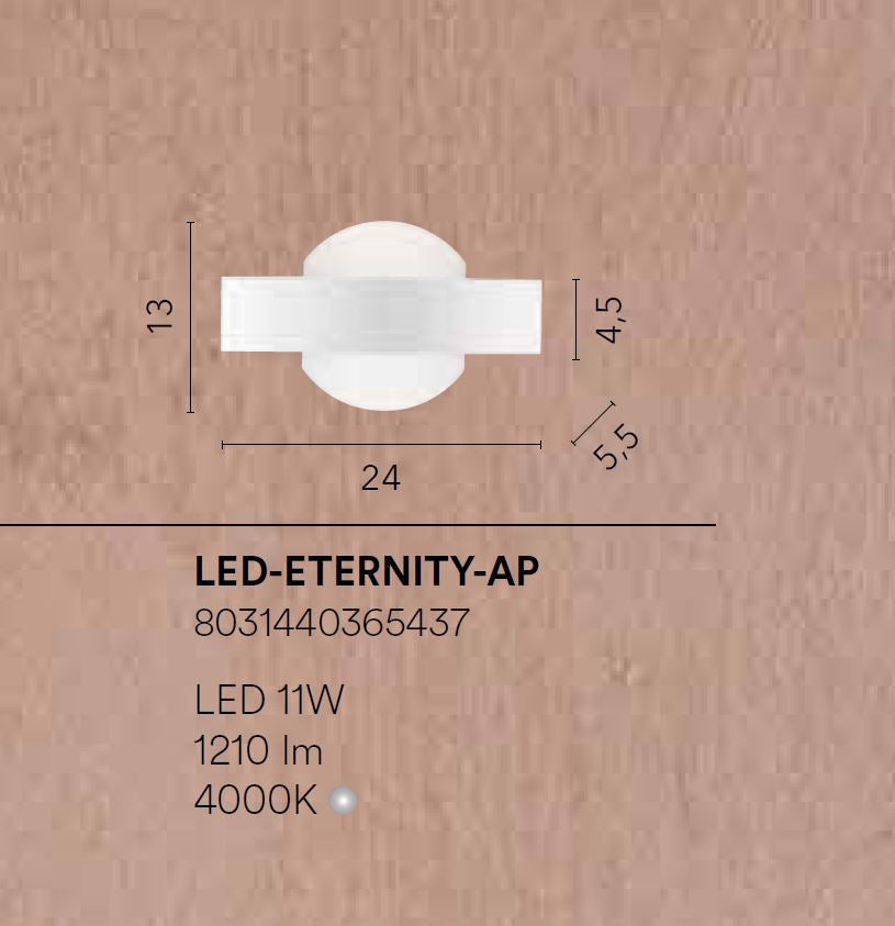 Applique ETERNITY Led 24 cm 11W in Metallo