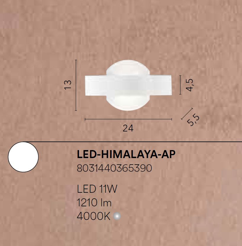 Applique HIMALAYA LED 24 cm 11W in Metallo