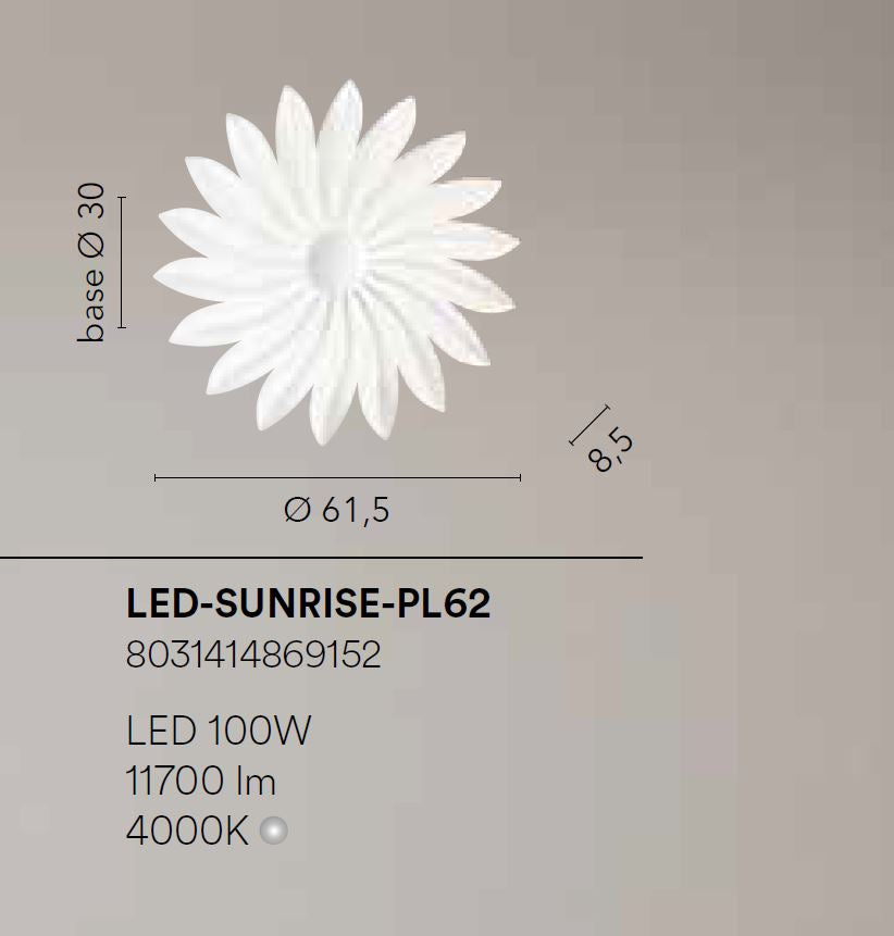 SUNRISE LED Ceiling Light 61.5cm 100W in Aluminum