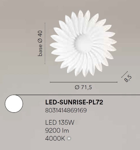 SUNRISE LED Ceiling Light 71cm 135W in Aluminum