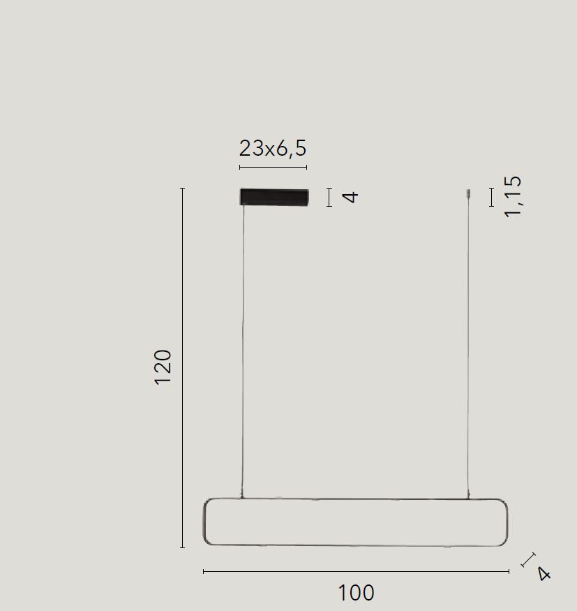 Lampadario MOKA a Sospensione 100 cm 45W In Alluminio