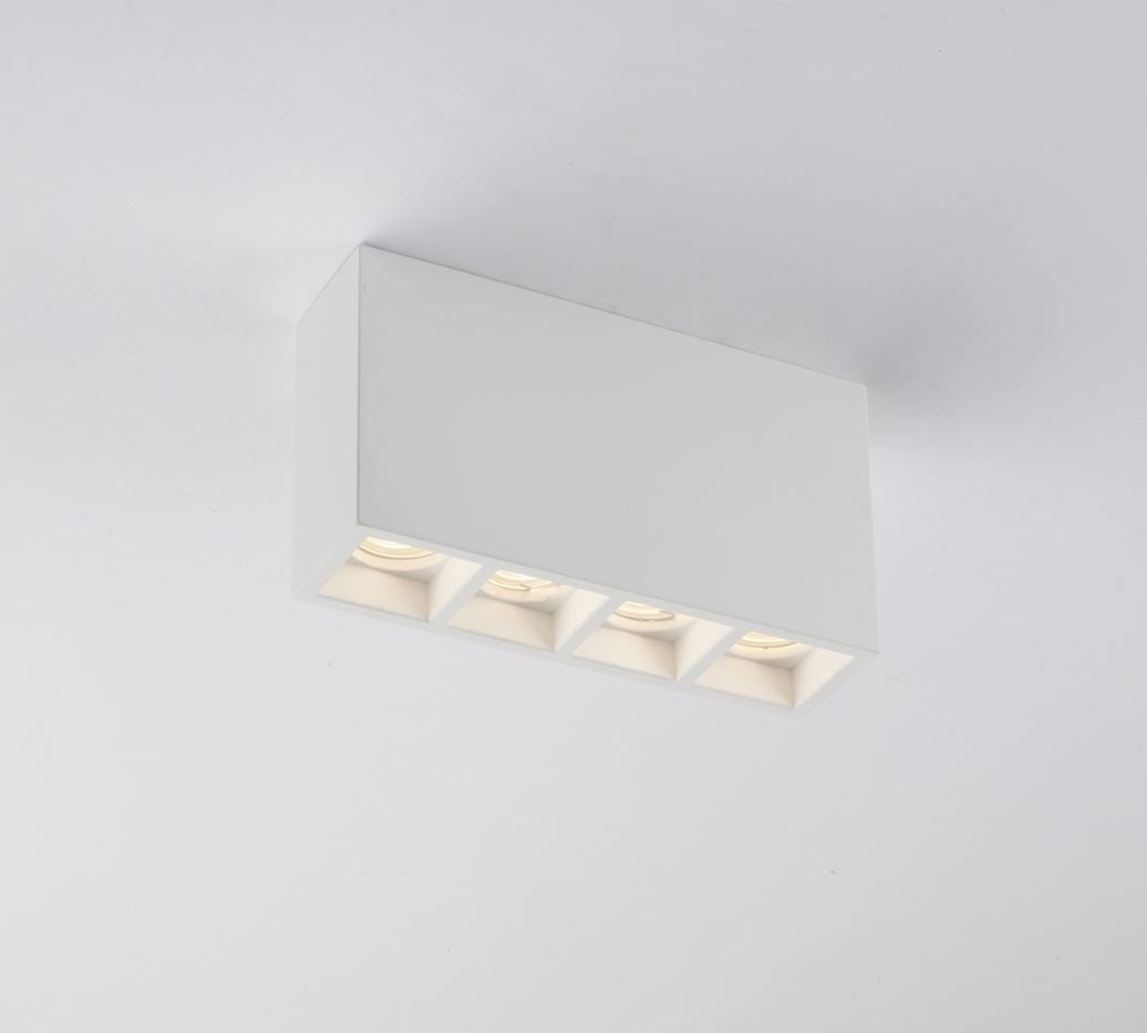 Plafoniera HAPIS Rettangolare 4 Luci Led(GU10 Mini) 21 cm in Gesso