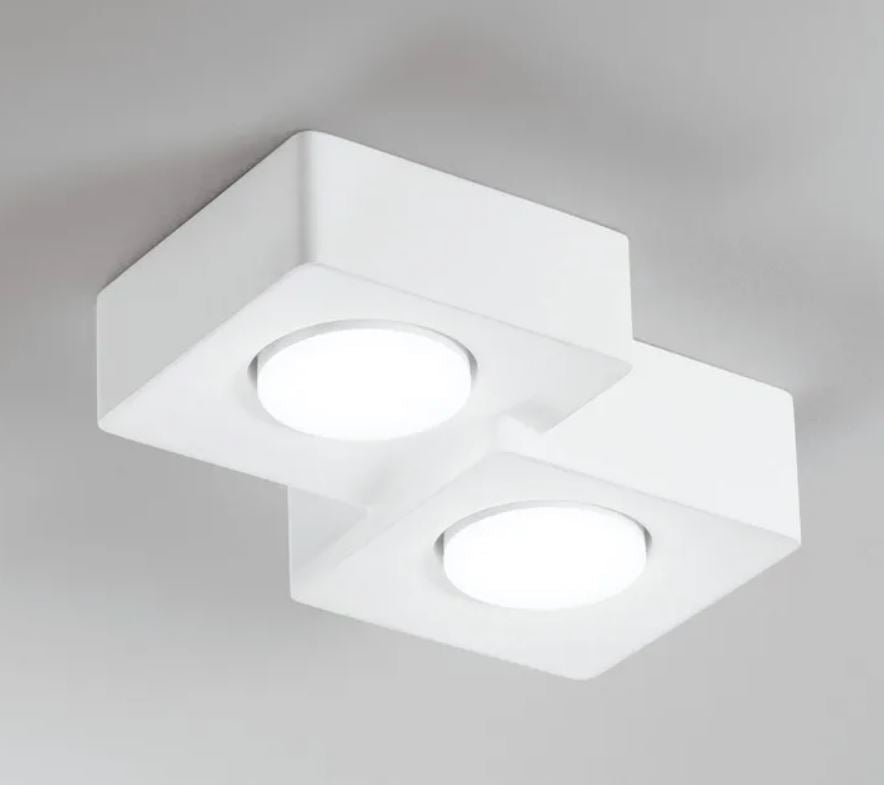 Faretto ATHEN Quadrato 2 Luci Led(GX53) 26 cm in Gesso