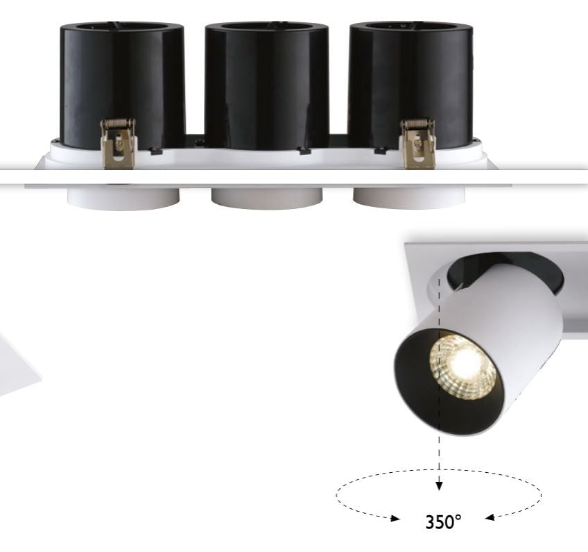 Faretto LED da Incasso Orientabile OUTSIDER 3x30W Triplo CCT 2700K/3200K/4000K CRI90+