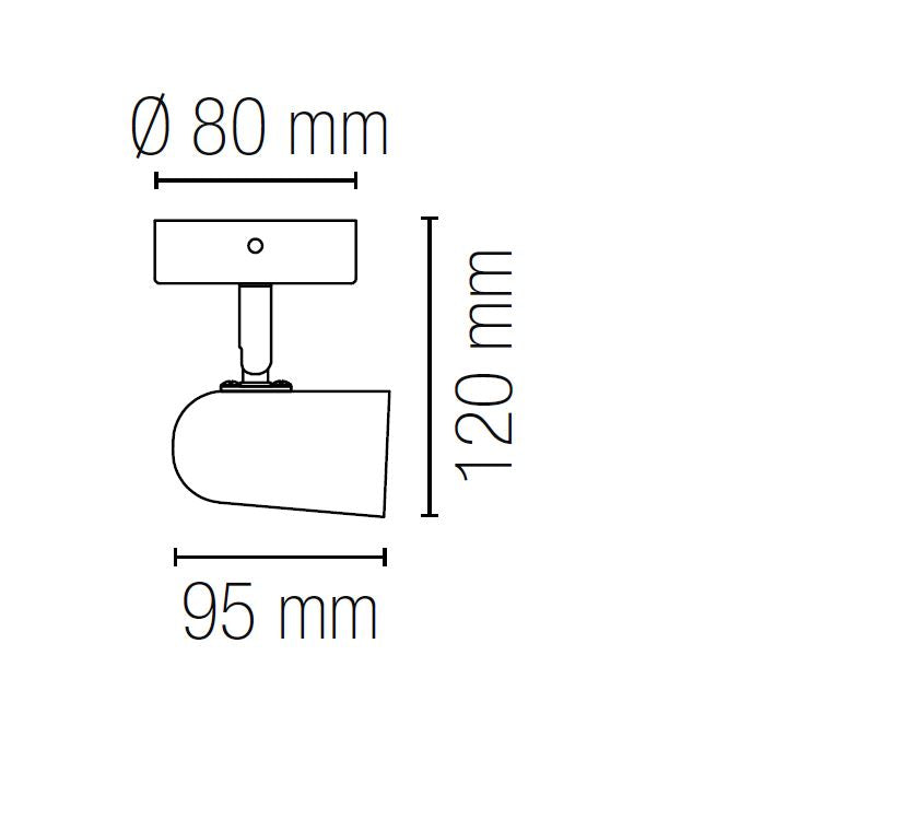 Plafoniera PUNTO 1 Portalampada Led(E27) 12 cm in Metallo