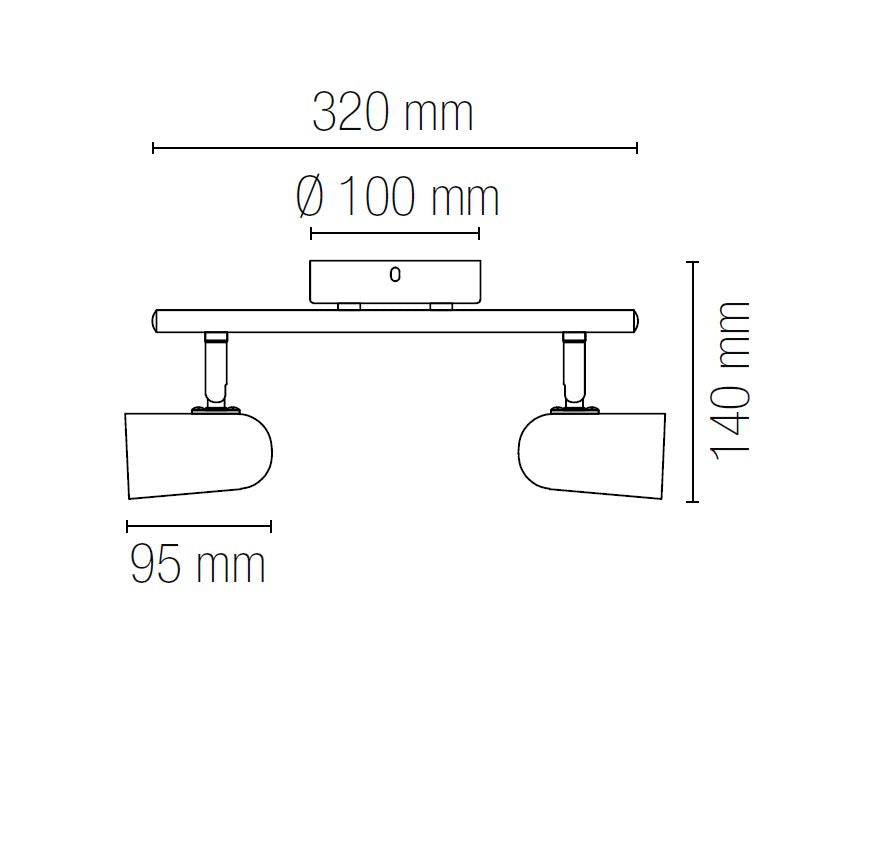 Plafoniera PUNTO 2 Portalampade Led(E27) 32 cm in Metallo