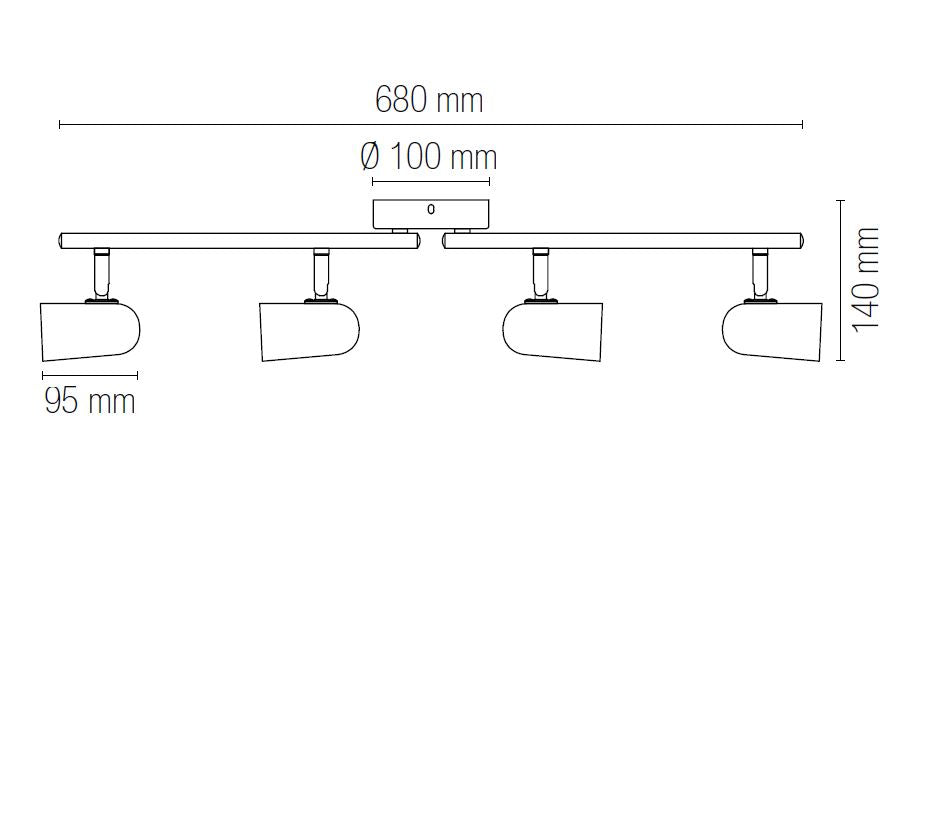 Plafoniera PUNTO 4 Portalampade Led(E27) 68 cm in Metallo
