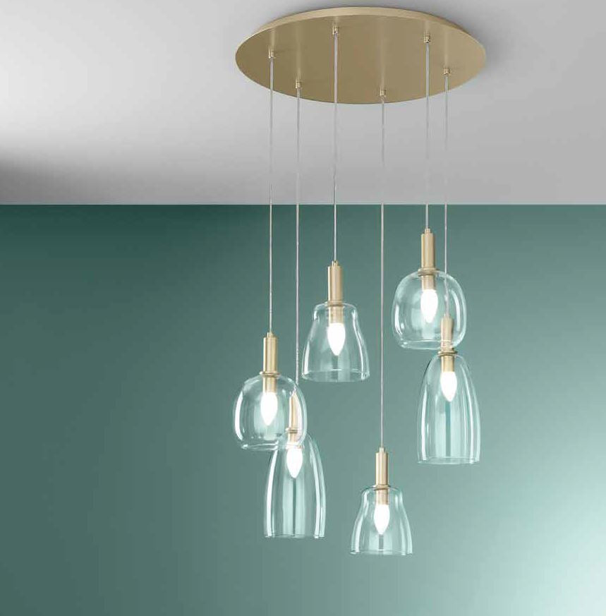 Lampadario BRANDY a Sospensione 6 Luci Led (E14) 60 cm In Metallo