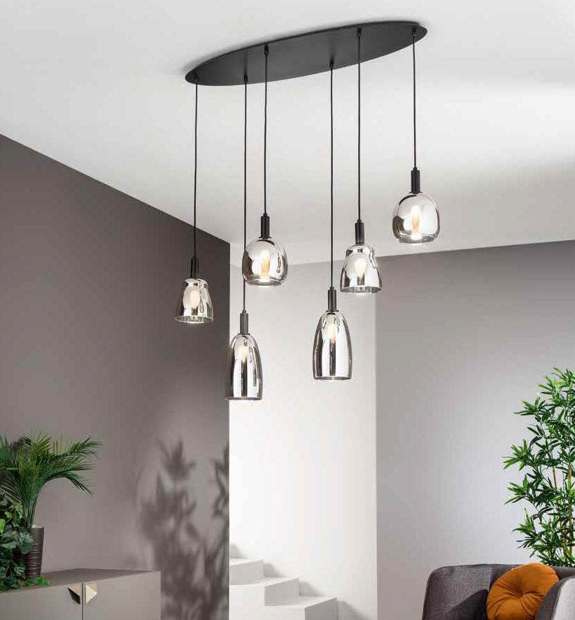 Lampadario WEIZEN 6 Luci Led(E14) 101 cm in Vetro