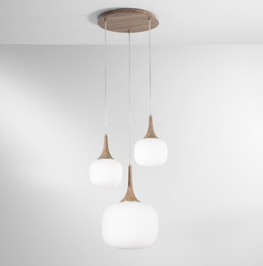 Lampadario JAIPUR 3 Luci Led( E14+2xE27) 39 cm in Vetro