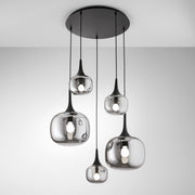Lampadario JAIPUR 5 Luci Led( E14+2xE27) 70 cm in Vetro