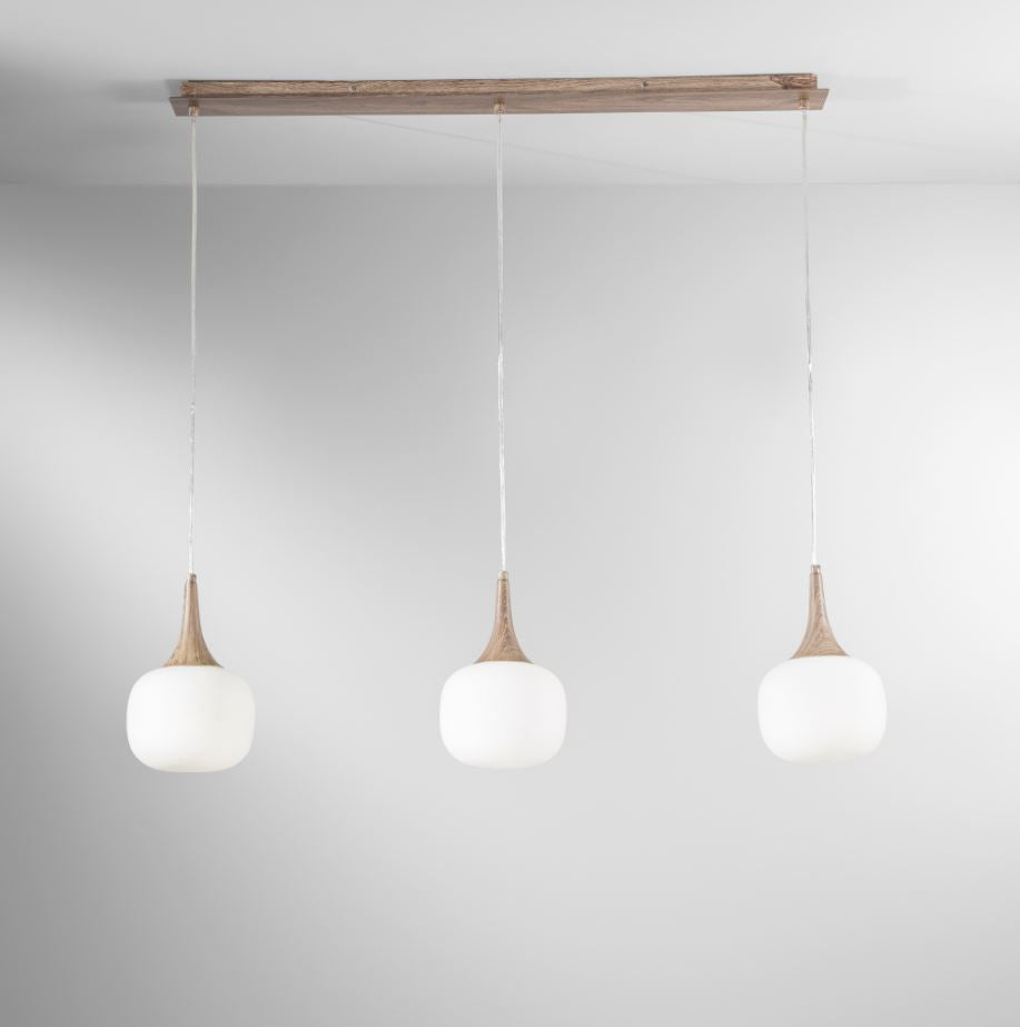 Lampadario JAIPUR 3 Luci Led( E14+2xE27) 87cm in Vetro