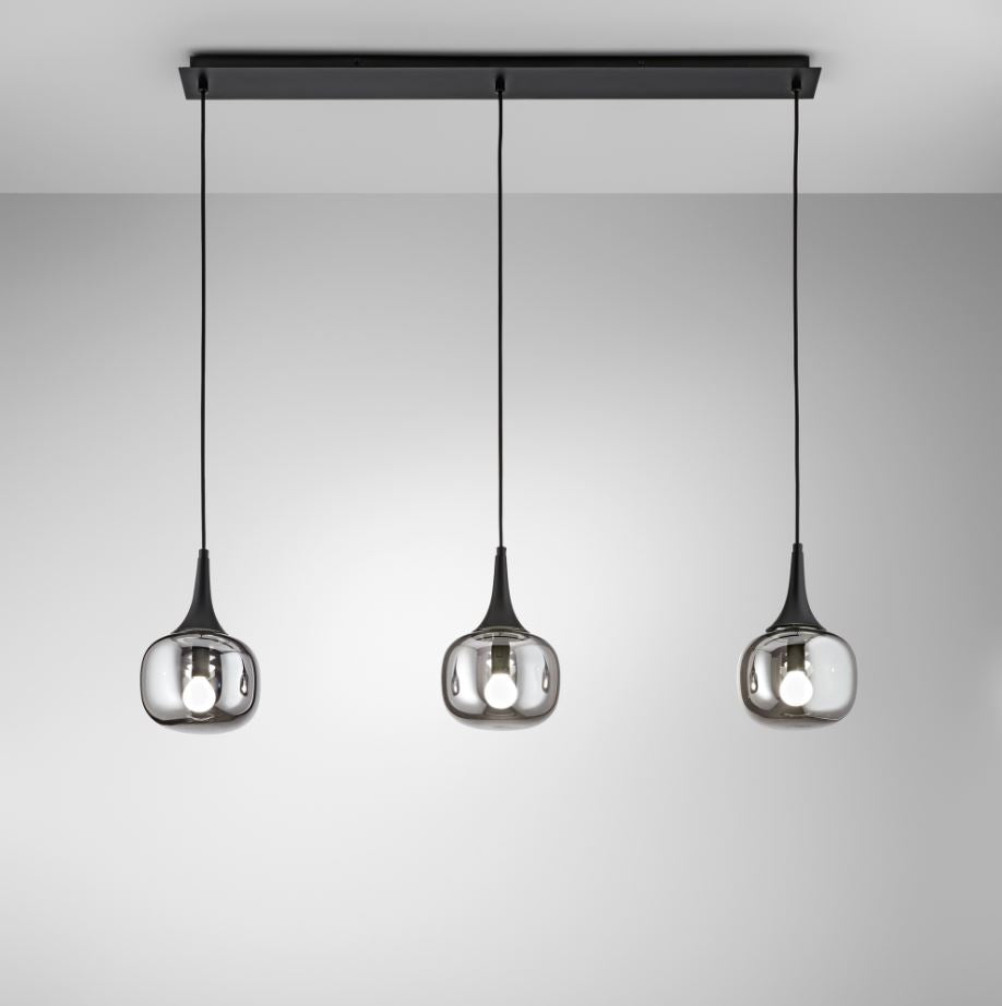 Lampadario JAIPUR 3 Luci Led( E14+2xE27) 87cm in Vetro