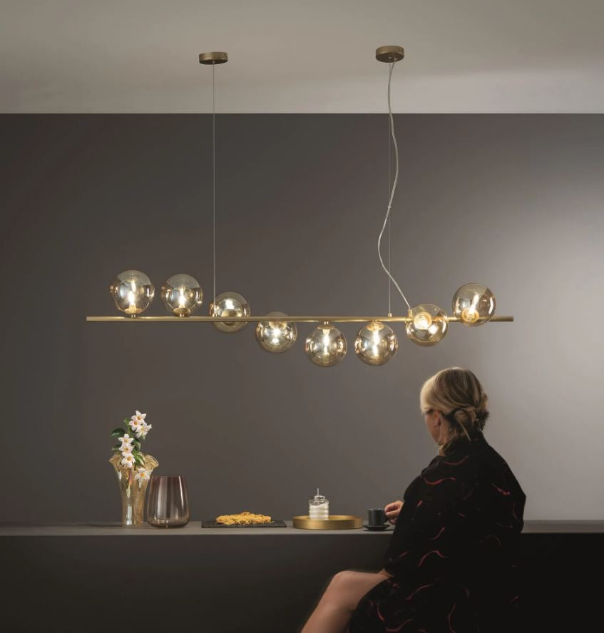 Lampadario HONEY a Sospensione 8 Sfere Led(G9) 145 cm In Metallo