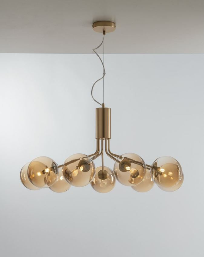 Lampadario HONEY a Sospensione 9 Sfere Led(G9) 83,5 cm In Vetro