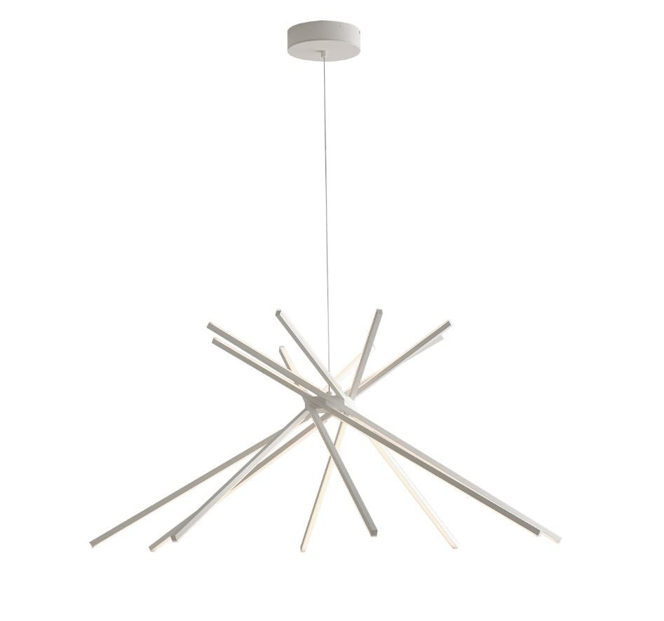 Lampadario SHANGAI a Sospensione 8 Bacchette Bianco 54W 160 cm In Alluminio