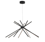 Lampadario SHANGAI a Sospensione 8 Bacchette Nero 54W 160 cm In Alluminio