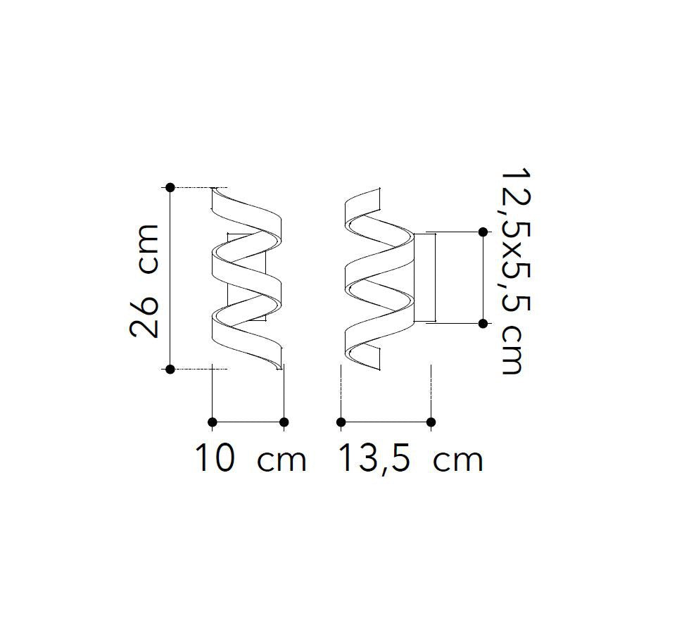 Applique HELIX Nero LED 26cm 9W in Alluminio