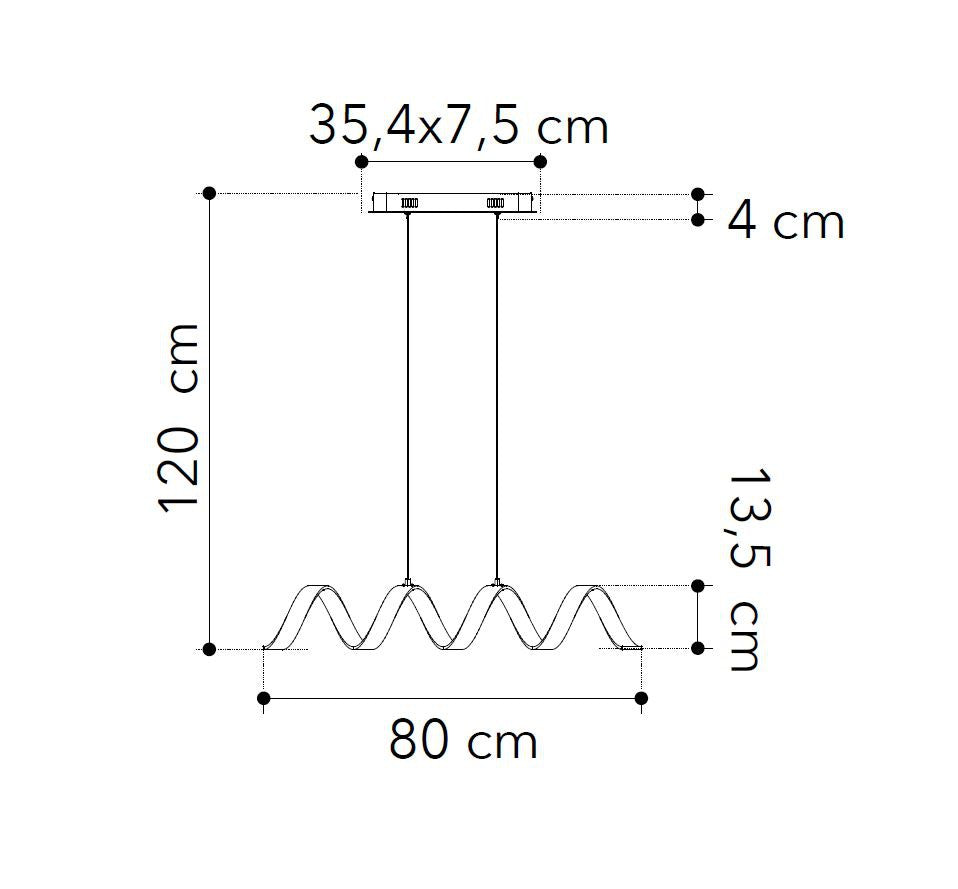 Lampadario HELIX LED 120 cm 20W Luce Calda in Alluminio